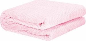 Springos Narzuta na łóżko, pled 70x160cm tłoczony, dwustronny koc na kanapę różowy UNIWERSALNY 12