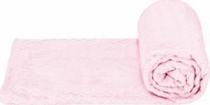 Springos Narzuta na łóżko, pled 70x160cm tłoczony, dwustronny koc na kanapę różowy UNIWERSALNY 3