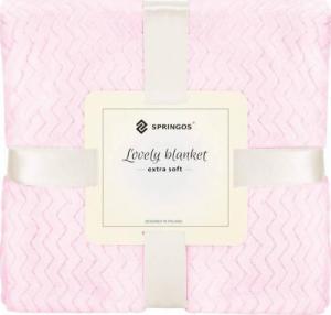 Springos Narzuta na łóżko, pled 70x160cm tłoczony, dwustronny koc na kanapę różowy UNIWERSALNY 9