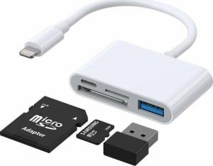 Czytnik Joyroom HUB czytnik kart adapter do iPhone OTG Lightning - USB czytnik kart SD TF biały 1