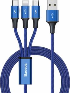 Kabel USB Baseus USB-A - USB-C + microUSB + Lightning 1.2 m Niebieski (1573-74475_20220224143747) 1