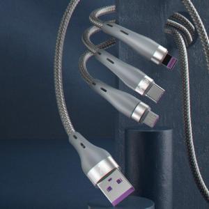 Kabel USB Dudao USB-A - USB-C + microUSB + Lightning 1.2 m Szary (6973687242220) 3