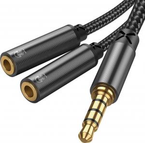 Kabel Joyroom Jack 3.5mm - Jack 3.5mm x2 0.2m czarny (SY-A04) 1