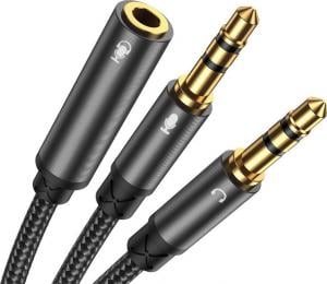 Kabel Joyroom Jack 3.5mm - Jack 3.5mm x2 0.2m czarny (SY-A05) 1