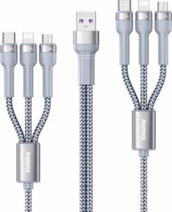 Kabel USB Remax USB-A - USB-C + microUSB + Lightning 2 m Srebrny (6954851237938) 1