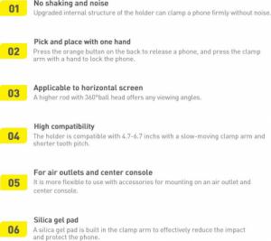 Baseus Uchwyt zaciskowy do samochodu SUYK000212 22