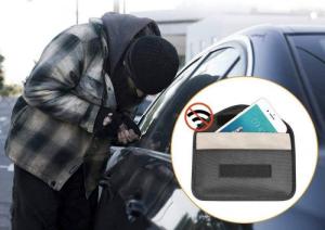 Hurtel Etui antykradzieżowe na klucze samochodowe telefon blokujące fale radiowe Faraday Box klatka Faradaya 20 cm x 11 cm czarny 7