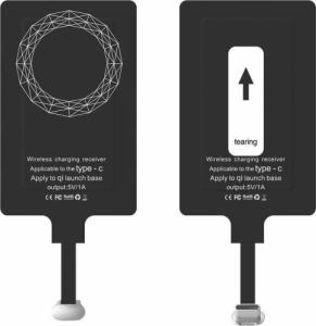 Choetech Choetech adapter do bezprzewodowego ładowania Qi USB Typ C wkładka indukcyjna czarny (WP-TYPEC) 1