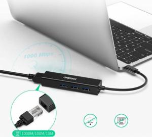 HUB USB Choetech 1x RJ-45  + 3x USB-A 3.0 (6971824970630) 2