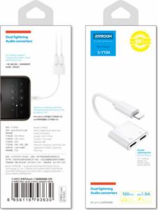 Adapter USB Joyroom Lightning - Jack 3.5mm + Lightning Biały  (6956116718978) 5