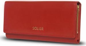 Solier Skórzany portfel damski Solier P35 czerwony 1