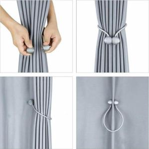 Aptel 2 KLAMRY DO SPINANIA ZASŁON FIRAN MAGNES UCHWYTY 2 sztuki czarne AG701E 3