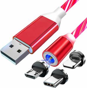 Kabel USB Aptel USB-A - USB-C + microUSB + Lightning 1 m Czerwony (KK21W) 1