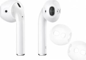 4kom.pl Silikonowe nakładki do Apple AirPods EarPods przezroczyste mleczne () - 32749-uniw 1