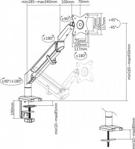 Ergo Office Uchwyt biurkowy na monitor 17" - 32" (ER-405B) 12