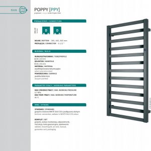 Grzejnik łazienkowy Instal-Projekt PPY-50/100 ( Kolor: C12 Graphite ) 2