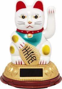 Emro Aziatica Kot szczęścia Maneki-neko na baterię słoneczną, biały 12cm 1