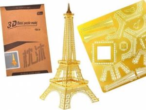 Jokomisiada Złote Metalowe Puzzle 3D Wieża Eiffla ZA1716 1