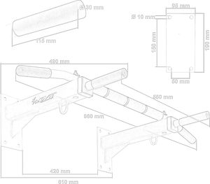 Movit CZARNY DRĄŻEK ŚCIENNY GIMNASTYCZNY DO PODCIĄGANIA 350KG Unw 3