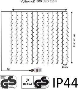 VOLTRONIC KURTYNA ŚWIETLNA ZWISAJĄCE SOPLE LAMPKI 3x3M 300 BIAŁYCH DIOD Unw 4