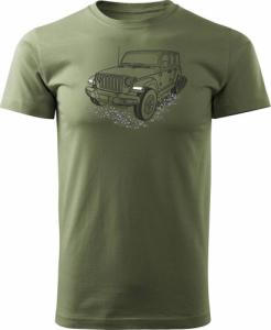 Topslang Koszulka Jeep Wrangler Rubicon z samochodem Jeep Wrangler męska khaki REGULAR r. S 1