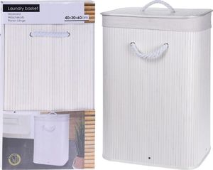 Kosz na pranie Storage Solutions Kosz na pranie bambusowy biały 2