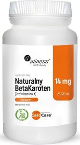 Aliness ALINESS Naturalny Beta Karoten 14 mg (Witamina A 25 000 IU) - 100 tabletek wegetariańskich 1
