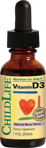 ChildLife ChildLife Liquid Vitamin D3 (Witamina D3 w Kroplach) 29.6ml Naturalny Smak Jagodowy 1