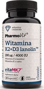 Pharmovit Witamina K2 Mk-7 200g + D3 200g/4000IU 60 kapsułek PharmoVit 1