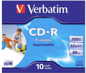 Verbatim CD-R 80/700MB 52X AZO WIDE PRINTABLE jewel box (43325) 1