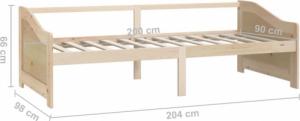 vidaXL 3-osobowa sofa/łóżko, lite drewno sosnowe, 90 x 200 cm 8