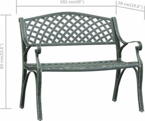 vidaXL Ławka ogrodowa, 102 cm, odlew aluminium, zielona 7