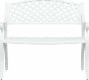 vidaXL Ławka ogrodowa, 102 cm, odlew aluminium, biała 3