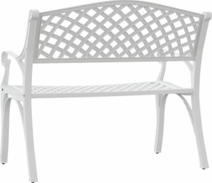 vidaXL Ławka ogrodowa, 102 cm, odlew aluminium, biała 5
