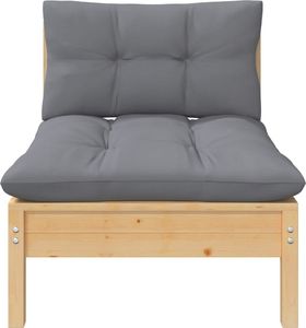 vidaXL 3-cz. zestaw wypoczynkowy do ogrodu, szare poduszki, sosnowy 3
