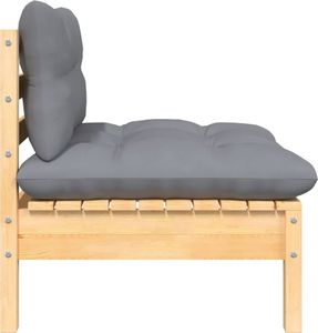 vidaXL 3-cz. zestaw wypoczynkowy do ogrodu, szare poduszki, sosnowy 4