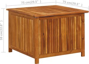 Skrzynia ogrodowa vidaXL 75x75x58 cm lite drewno akacjowe Brąz 8