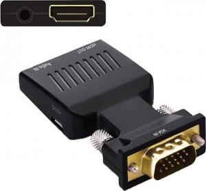 Adapter AV Mozos D-Sub (VGA) - HDMI + Jack 3.5mm czarny (LBB-003) 2