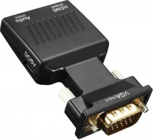 Adapter AV Mozos D-Sub (VGA) - HDMI + Jack 3.5mm czarny (LBB-003) 3