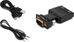 Adapter AV Mozos D-Sub (VGA) - HDMI + Jack 3.5mm czarny (LBB-003) 4