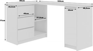 Biurko Fabryka Mebli Akord B20 Białe z połyskiem 155 cm x 85 cm 3