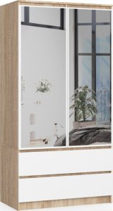 Fabryka Mebli Akord SZAFA S 90 cm 2 DRZWI 2 SZUFLADY 2 LUSTRA SONOMA / BIAŁA 1