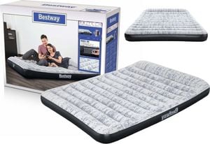 Bestway Tritech air bed Fashion Look with integrated electric pump 67836 (light grey/black, Double XL/Low, 203 x 152 x 30 cm) 1