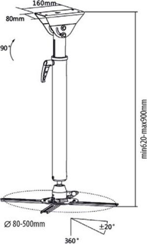 Uchwyt do projektorów Sunne sufitowy, Max 25kg, biały (PRO300L) 2