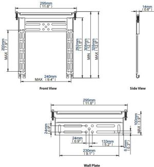 B-Tech Uchwyt ścienny 45'' 3