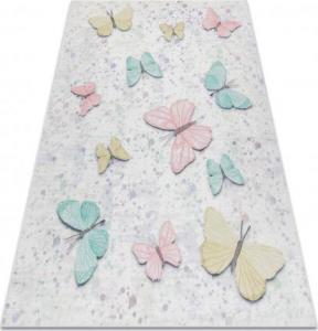 Dywany Łuszczów Dywan do prania BAMBINO 1610 Motyle, dla dzieci, antypoślizgowy - krem, 80x150 cm 1