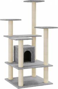 vidaXL Drapak dla kota ze słupkami sizalowymi, jasnoszary, 110 cm 2