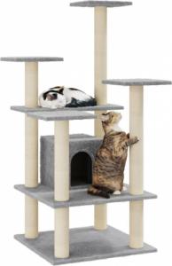 vidaXL Drapak dla kota ze słupkami sizalowymi, jasnoszary, 110 cm 3