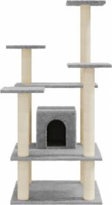 vidaXL Drapak dla kota ze słupkami sizalowymi, jasnoszary, 110 cm 4