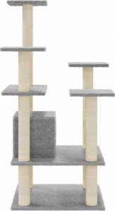 vidaXL Drapak dla kota ze słupkami sizalowymi, jasnoszary, 110 cm 5